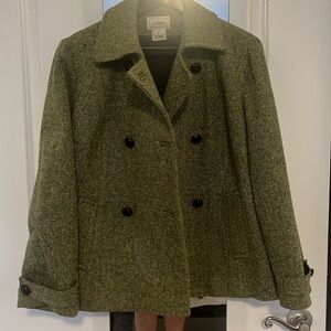 Vintage LL Bean pea coat- green tweed pattern